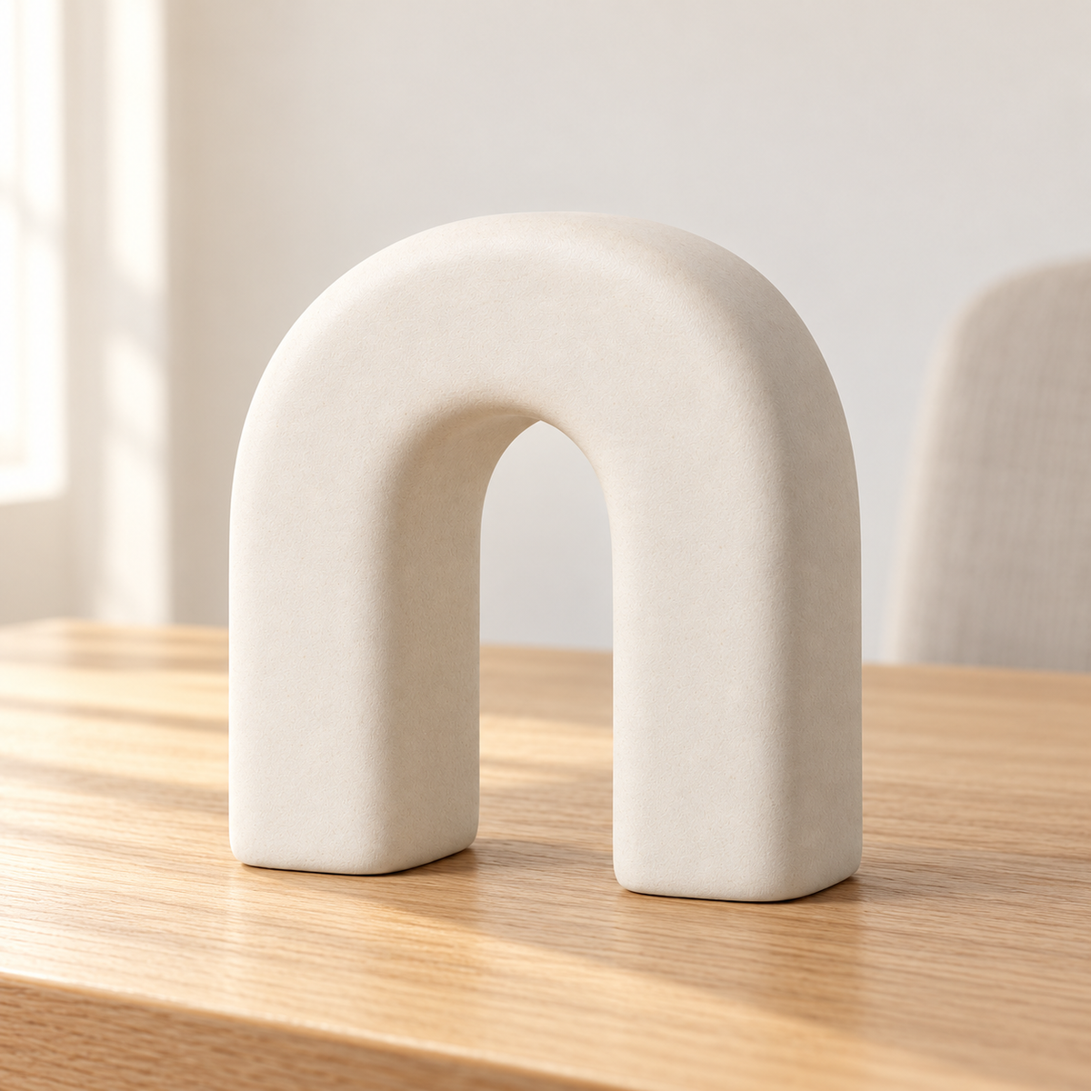 Oakmirao Warm Ivory Arch Ceramic-Look Decor Sculpture