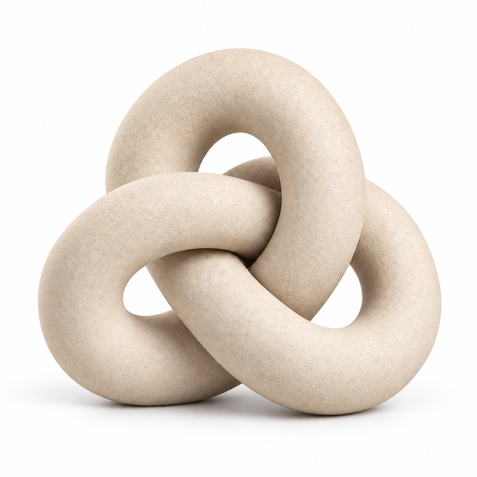 Oakmirao Warm Beige Interlocking Ring Decor Sculpture