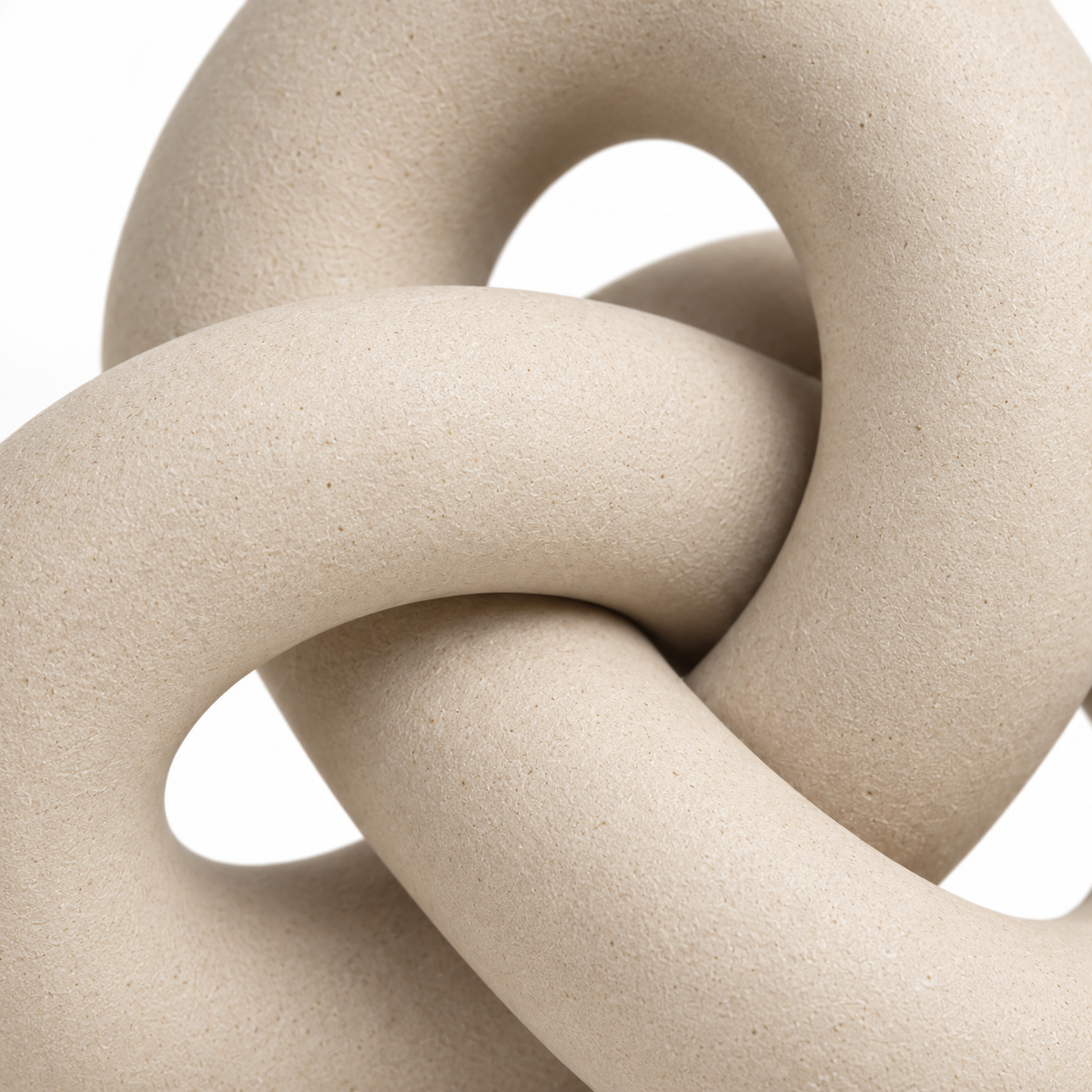 Oakmirao Warm Beige Interlocking Ring Decor Sculpture