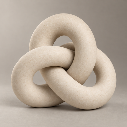 Oakmirao Warm Beige Interlocking Ring Decor Sculpture