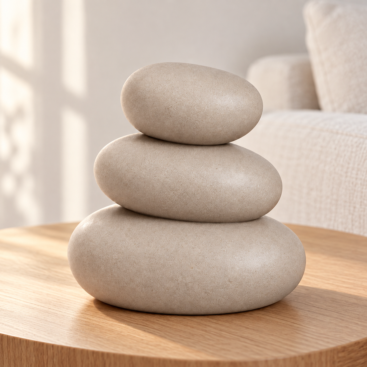 Oakmirao Warm Beige Stacked Stone Decor Sculpture