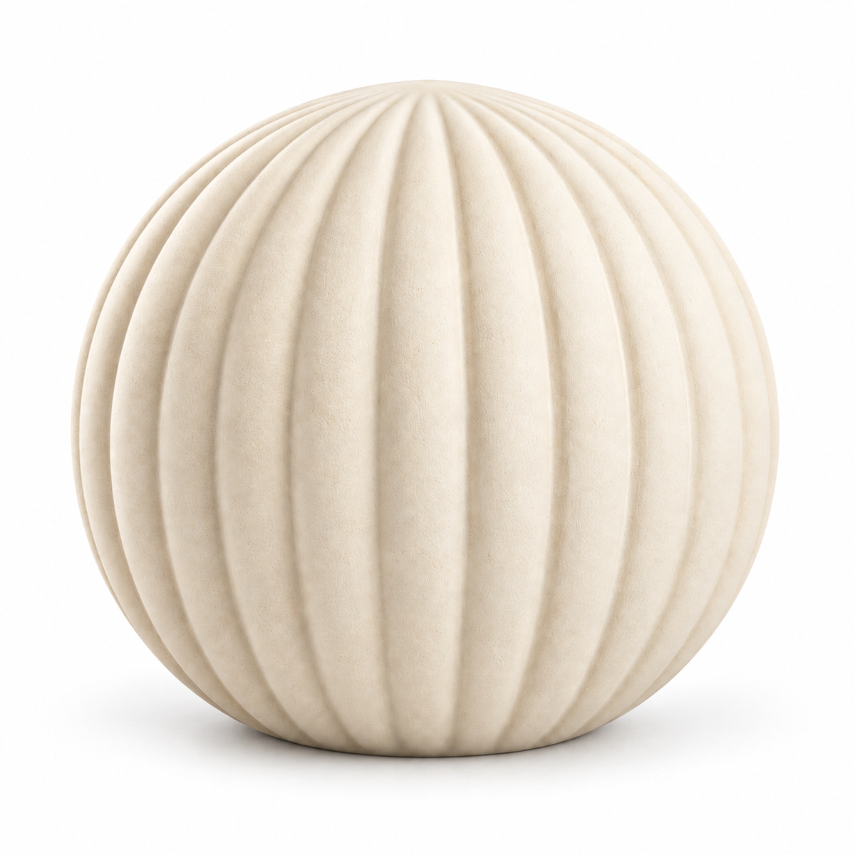 Oakmirao Warm Ivory Ribbed Round Decor Sculpture