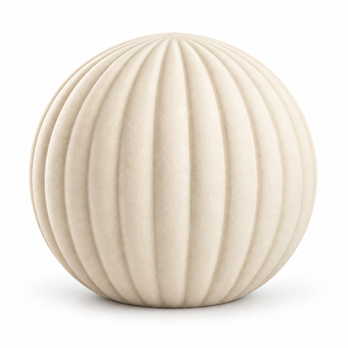 Oakmirao Warm Ivory Ribbed Round Decor Sculpture