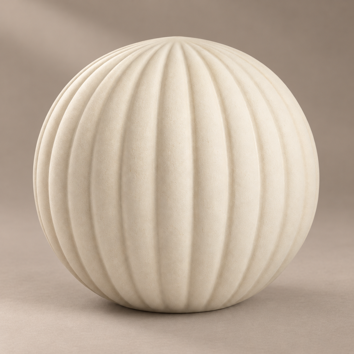 Oakmirao Warm Ivory Ribbed Round Decor Sculpture