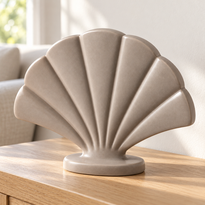 Oakmirao Taupe Shell-Shaped Decor Sculpture
