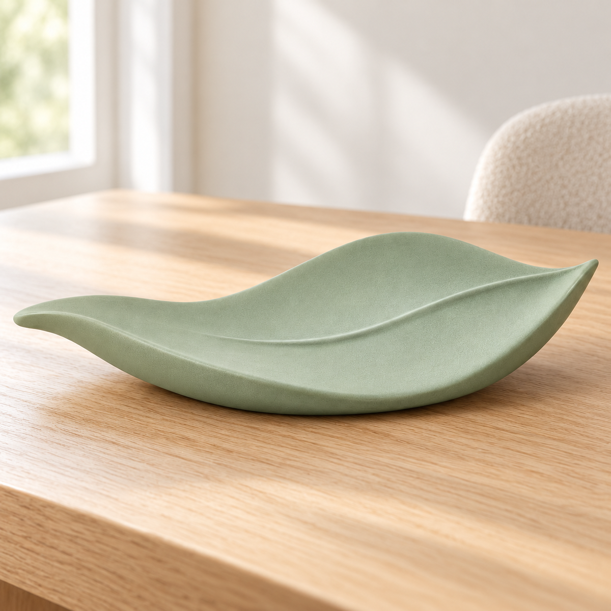 Oakmirao Sage Green Leaf-Shaped Decor Tray