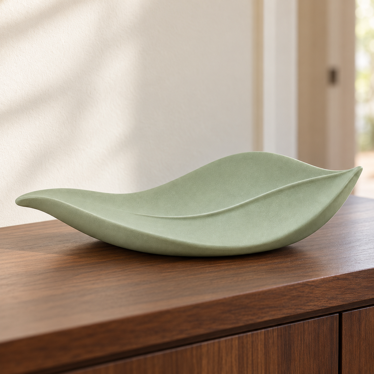 Oakmirao Sage Green Leaf-Shaped Decor Tray