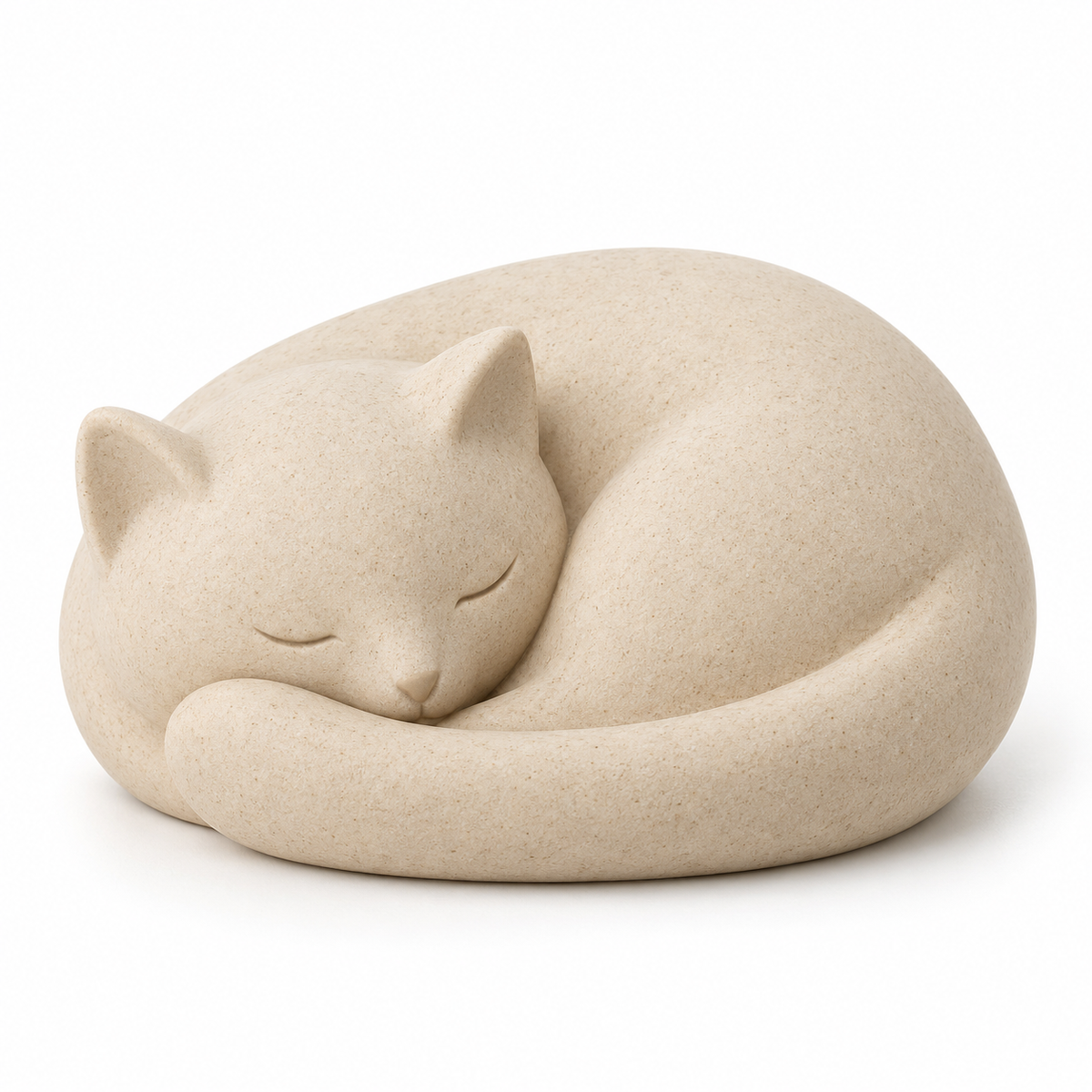 Oakmirao Warm Beige Sleeping Cat Decor Sculpture
