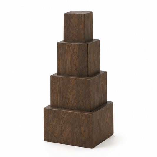 Oakmirao Wood-Look Stacked Cube Decor Sculpture