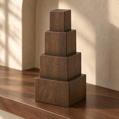 Oakmirao Wood-Look Stacked Cube Decor Sculpture