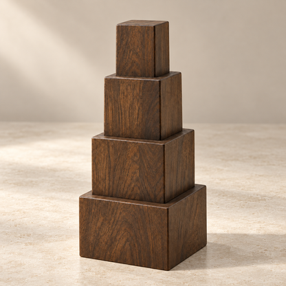 Oakmirao Wood-Look Stacked Cube Decor Sculpture