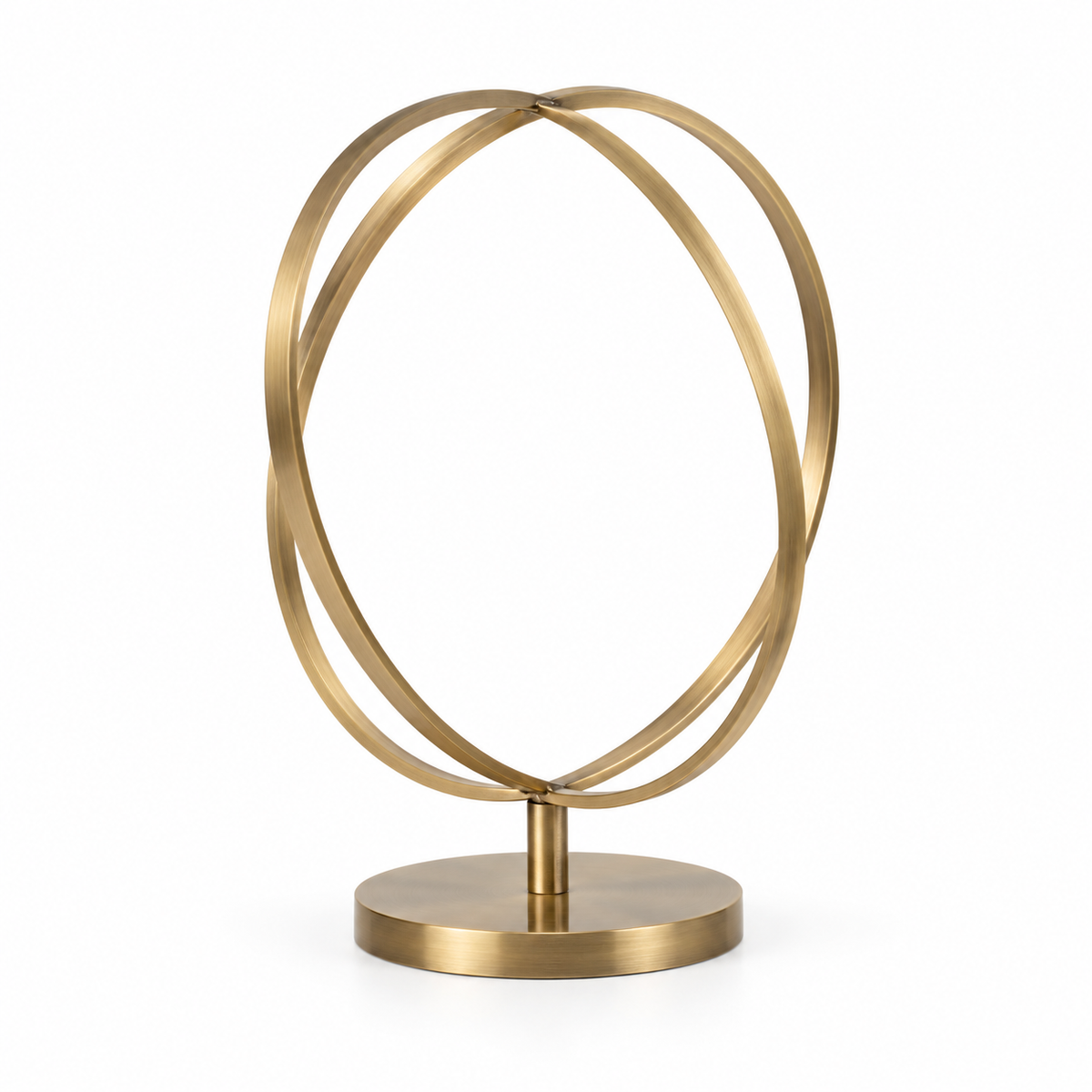 Oakmirao Gold-Tone Intersecting Oval Ring Decor Sculpture