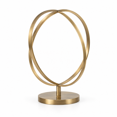 Oakmirao Gold-Tone Intersecting Oval Ring Decor Sculpture