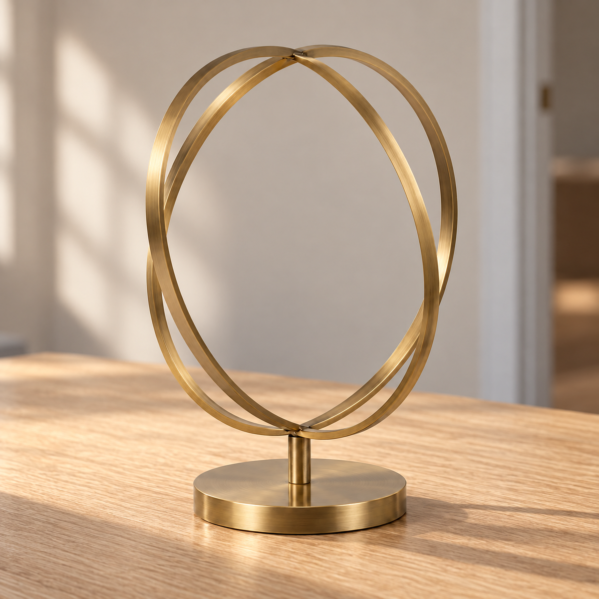 Oakmirao Gold-Tone Intersecting Oval Ring Decor Sculpture