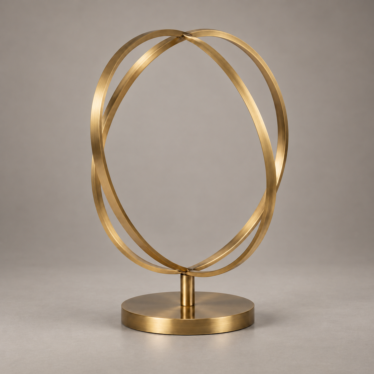 Oakmirao Gold-Tone Intersecting Oval Ring Decor Sculpture