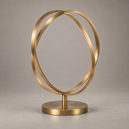 Oakmirao Gold-Tone Intersecting Oval Ring Decor Sculpture