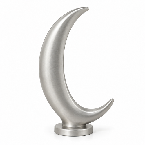 Oakmirao Silver-Tone Crescent Moon Decor Sculpture