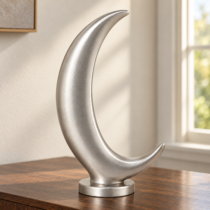 Oakmirao Silver-Tone Crescent Moon Decor Sculpture