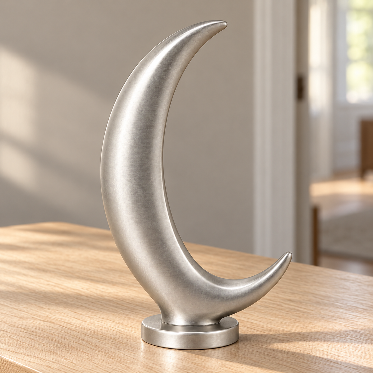 Oakmirao Silver-Tone Crescent Moon Decor Sculpture