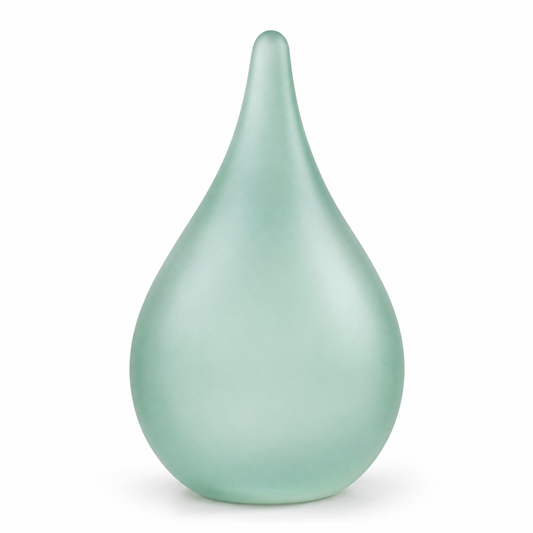 Oakmirao Frosted Mint Glass-Look Teardrop Decor Sculpture