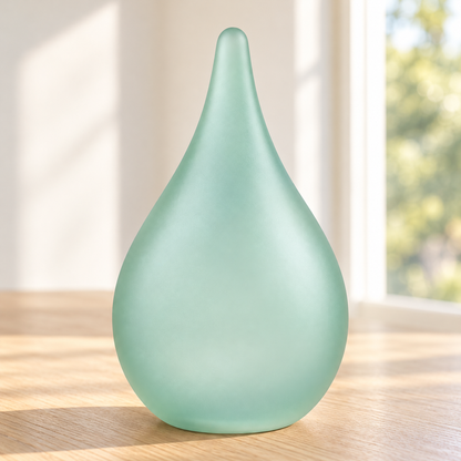 Oakmirao Frosted Mint Glass-Look Teardrop Decor Sculpture