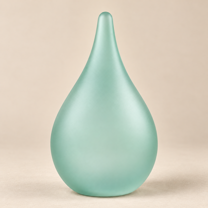 Oakmirao Frosted Mint Glass-Look Teardrop Decor Sculpture
