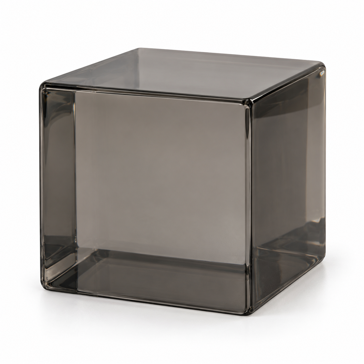 Oakmirao Smoke Gray Glass-Look Cube Decor Sculpture