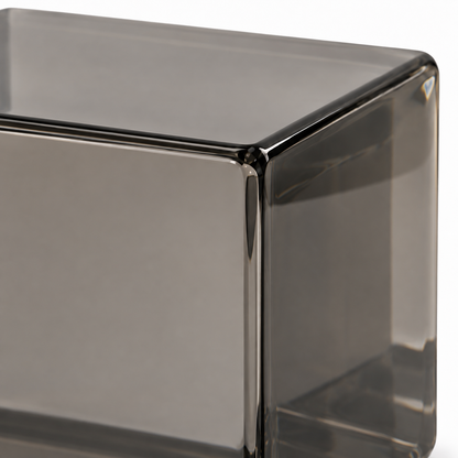 Oakmirao Smoke Gray Glass-Look Cube Decor Sculpture