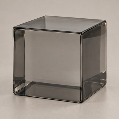Oakmirao Smoke Gray Glass-Look Cube Decor Sculpture