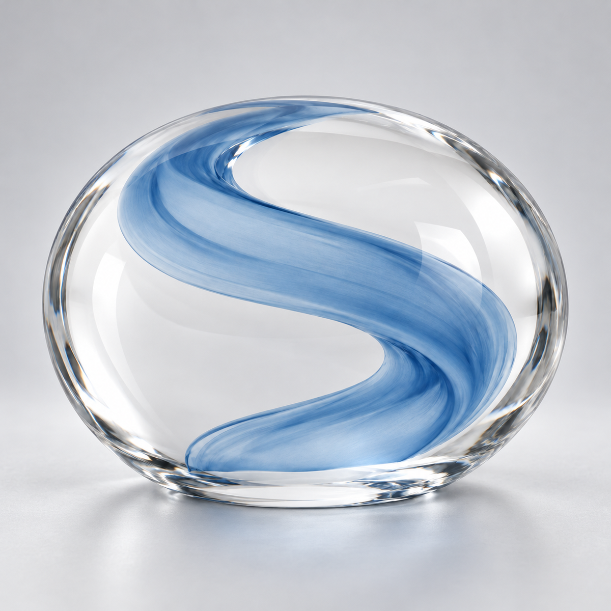 Oakmirao Clear Glass-Look Blue Swirl Decor Sculpture