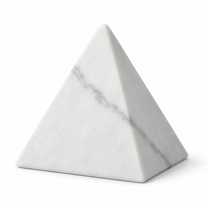 Oakmirao White Marble-Look Pyramid Decor Sculpture