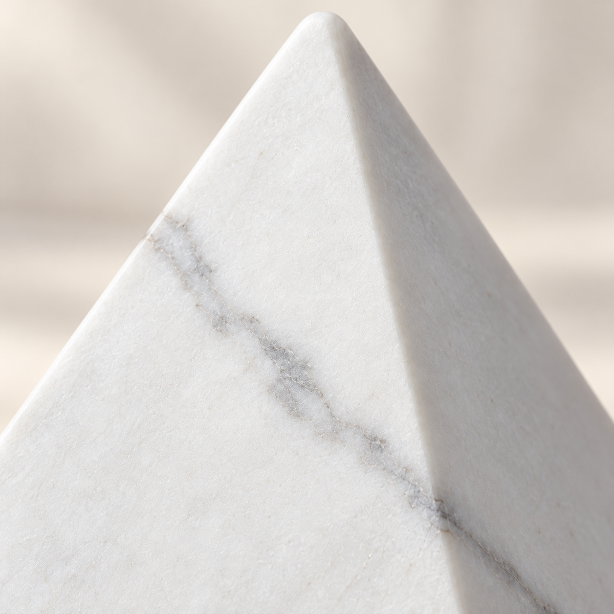 Oakmirao White Marble-Look Pyramid Decor Sculpture