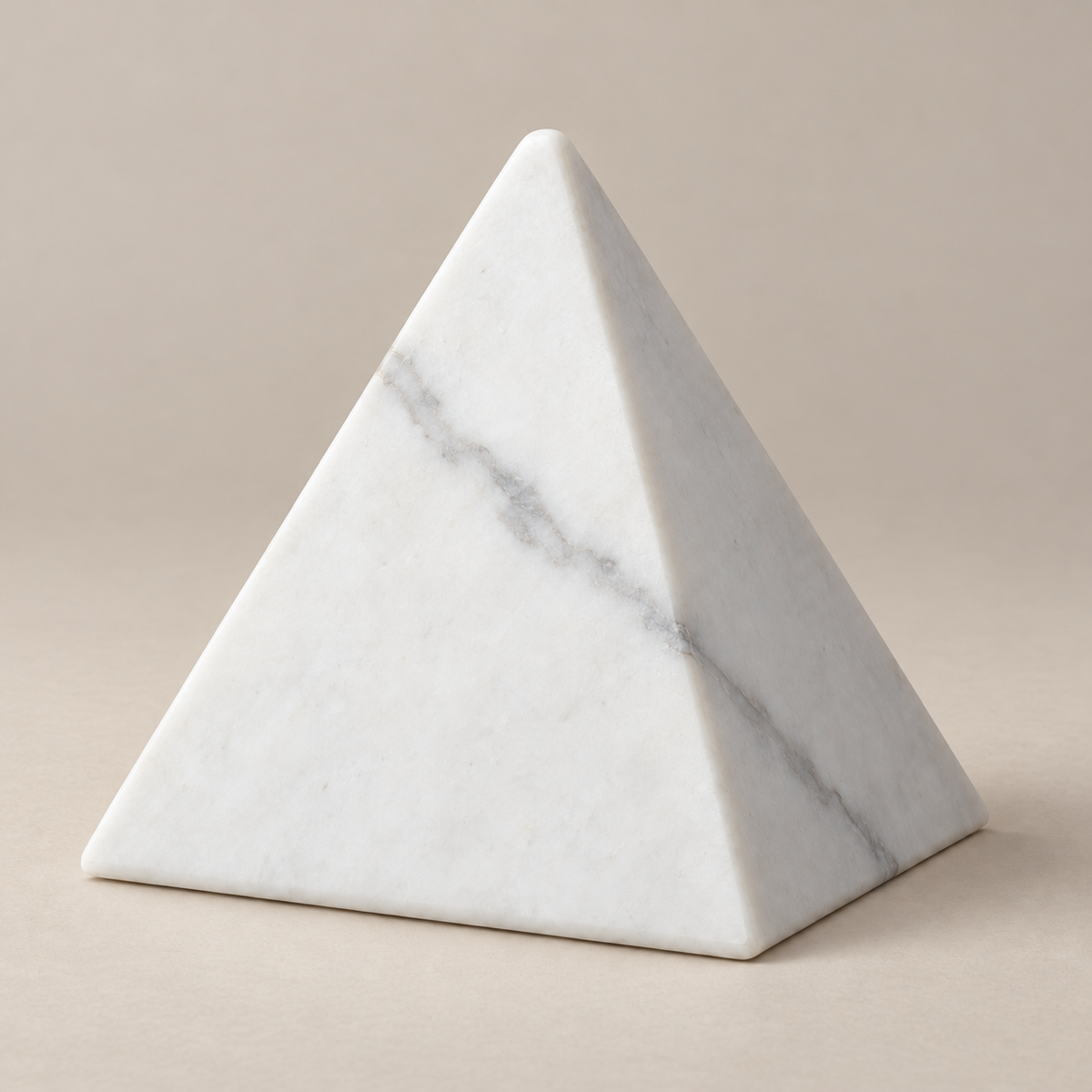 Oakmirao White Marble-Look Pyramid Decor Sculpture