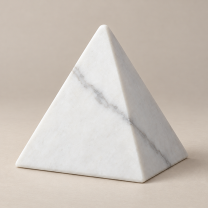 Oakmirao White Marble-Look Pyramid Decor Sculpture