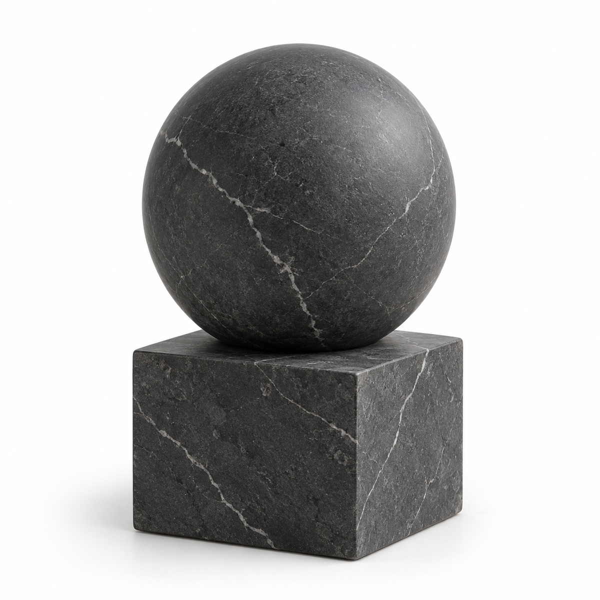 Oakmirao Black Marble-Look Sphere &amp; Cube Decor Sculpture