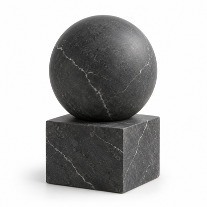 Oakmirao Black Marble-Look Sphere &amp; Cube Decor Sculpture