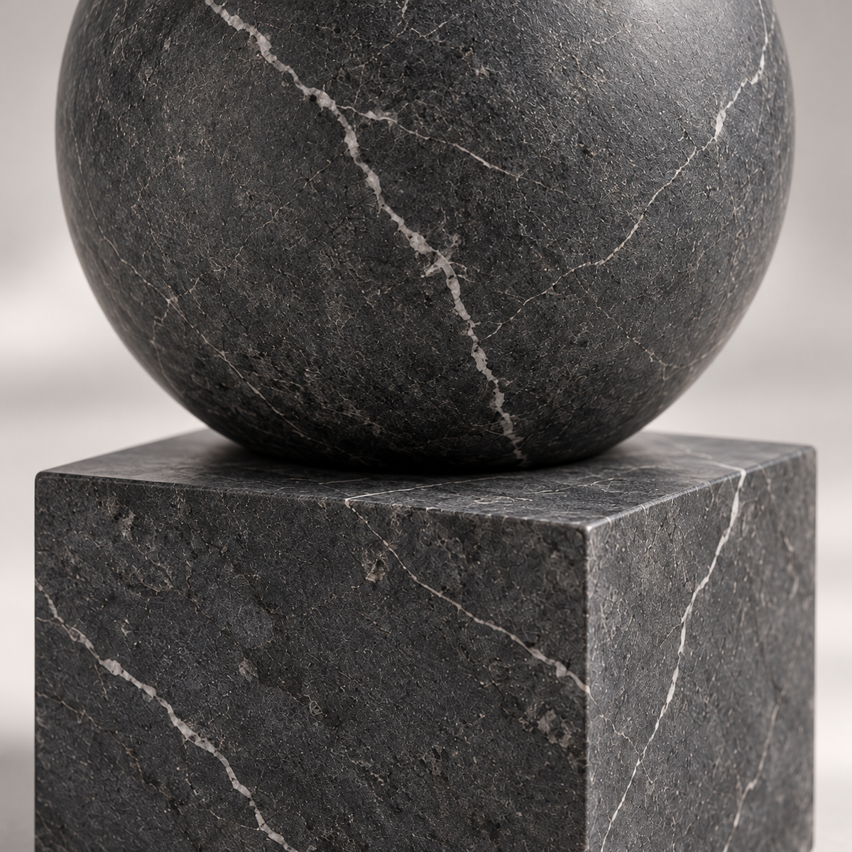 Oakmirao Black Marble-Look Sphere &amp; Cube Decor Sculpture
