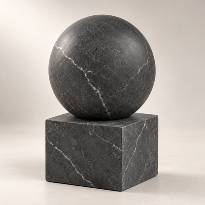 Oakmirao Black Marble-Look Sphere &amp; Cube Decor Sculpture