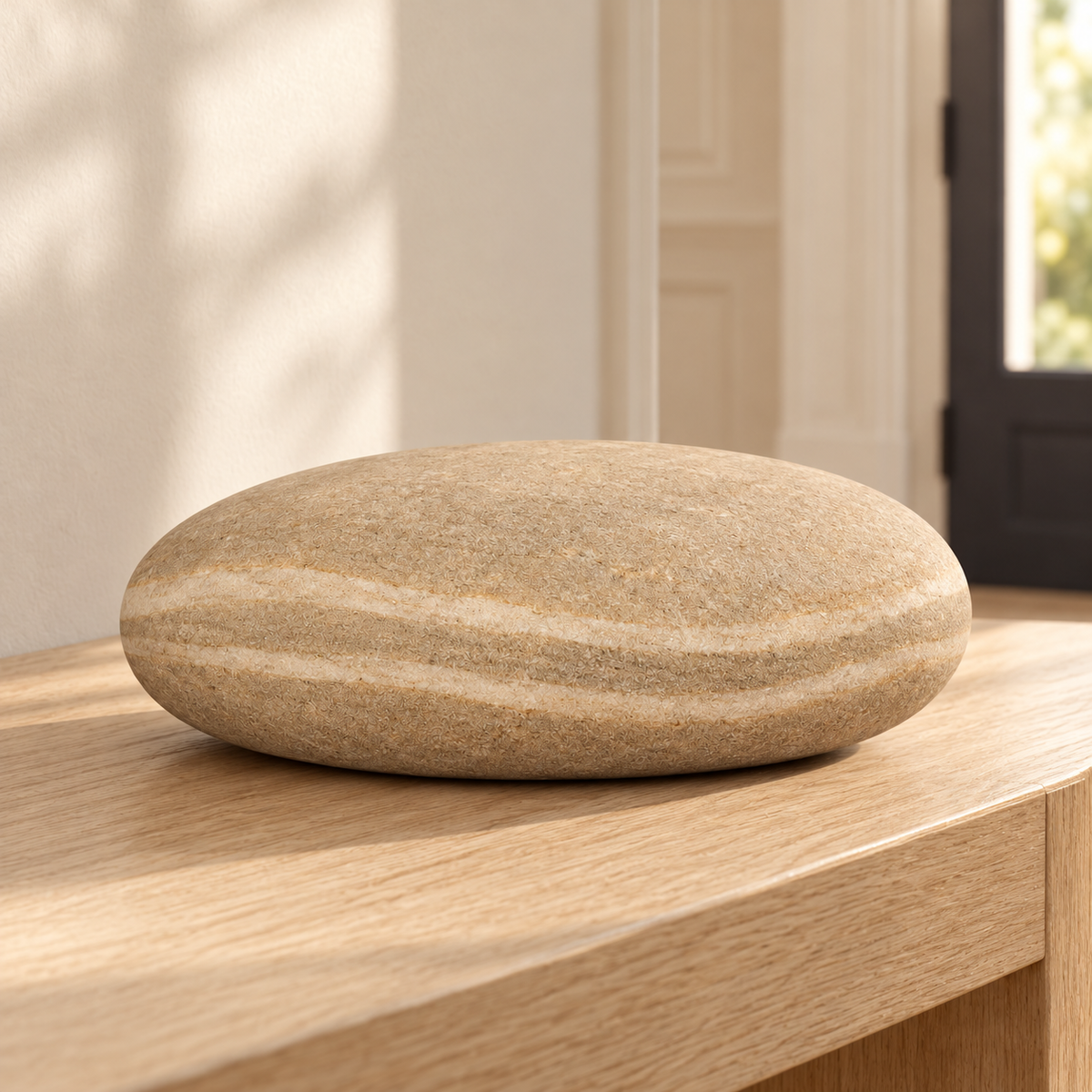 Oakmirao Travertine-Look Oval Stone Decor Sculpture